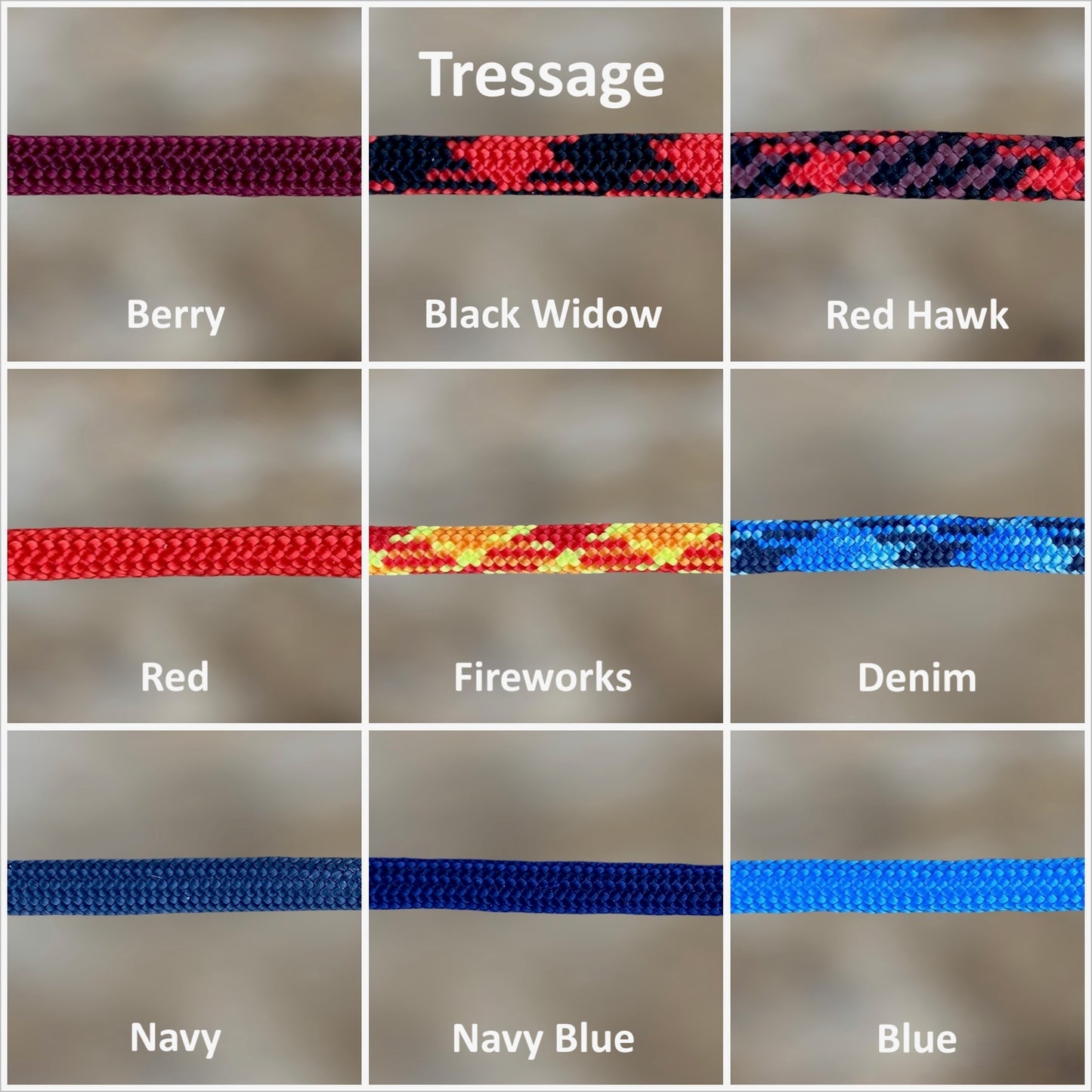 tressage - option couleur - licou - licol - options licou - options licol - berry - black widow - rouge - red - bleu - blue - navy 