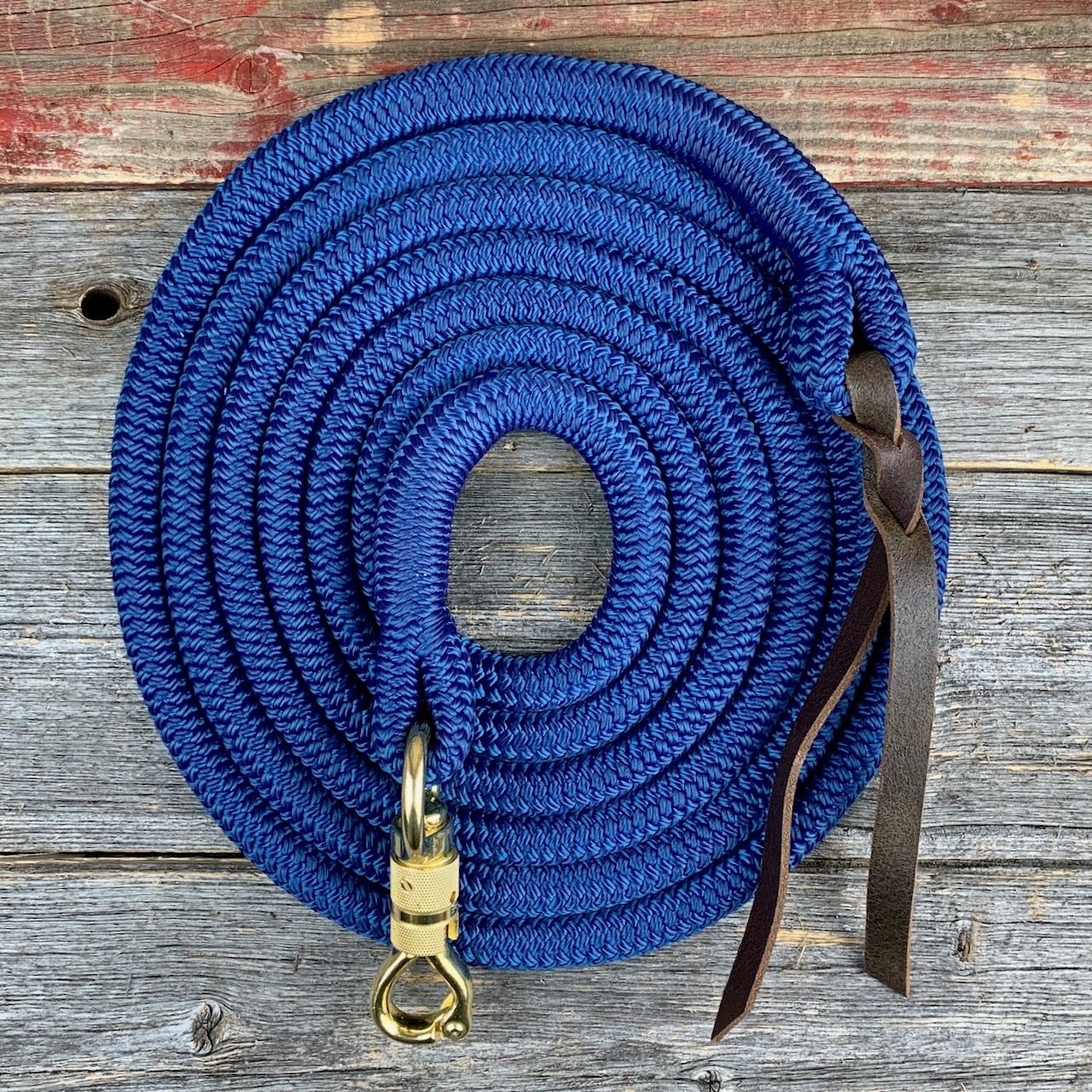 Cordes et Galop - longe éthologie - corde bleu - attache de sécurité en laiton